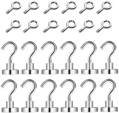 Produktbild von Azomor® Set von 12 starken Magnethaken für vielseitige Anwendungen im Haus und Büro