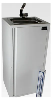 Produktbild von Mobiles Handwaschbecken mit Verkaufsstand und Heizstab für Warmwasser bis ca. 36°C in Weiß