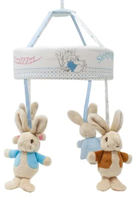 Immagine prodotto di Giostra musicale arcobaleno sopra la culla con coniglietti di peluche