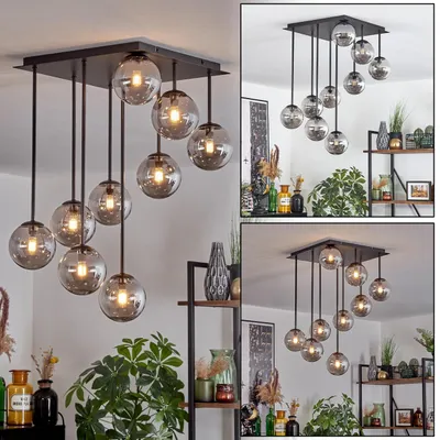 Produktbild von Isorella Deckenlampe aus Metall/Glas in Schwarz/Rauchfarben