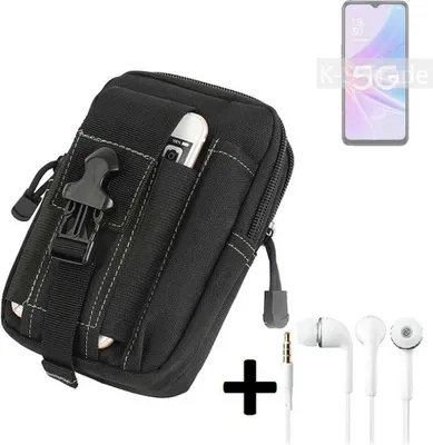 Produktbild von K-S-Trade Gürteltache + Kopfhörer kompatibel mit Oppo A56s 5G Gürtel Tasche Holster Schutz Hülle Handy Hülle  schwarz inkl. Extrafächer