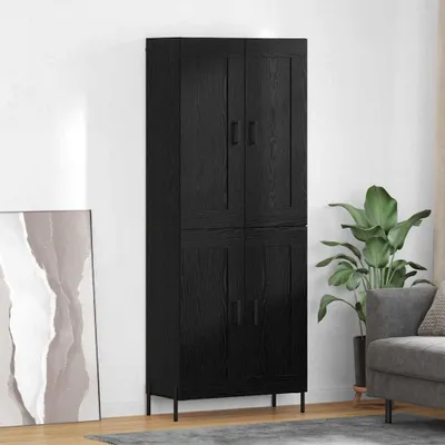 Zdjęcie produktu dla vidaXL Wysoka szafka, 2 sztuki, czarny kolor, imitacja dębu, wymiary: 69,5 x 34 x 180 cm