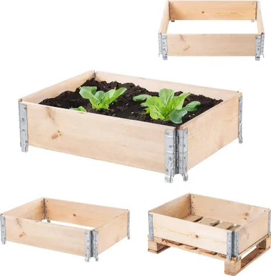 Produktbild von KADAX Holzpalettenverlängerung 60 x 80 cm, Palettenbehälter Kräutergarten