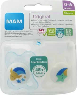 Produktbild von Mam Original Silikon Schnuller 0-6m Blau 2 Stück