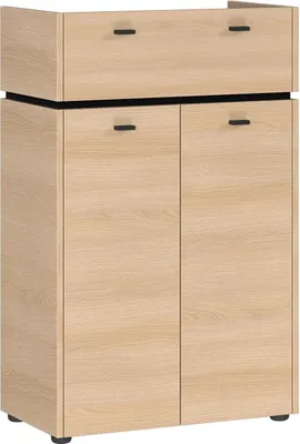 Produktbild von Unterschrank - B 60 cm - 2 Türen - 1 Schublade - Lindberg-Eiche Nachbildung - Schwarz