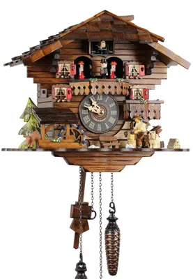 Kuckucksuhr aus massivem Holz, 30 cm, Quarzwerk, Musik, Holzhacker