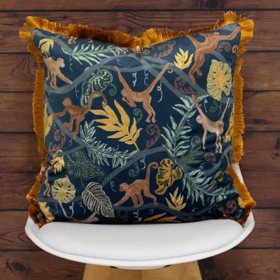 Kissenbezug Affen-Motiv 50x50 cm Midnight Blue