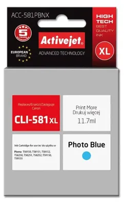 Productafbeelding van Activejet ACC-581PBNX inktpatroon (vervangt Canon CLI-581PB XL; Supreme; 117 ml; fotocyan)