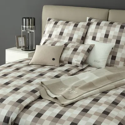Produktbild von JOOP! Mako-Satin-Bettwäsche-Garnitur Mesh Farbe Stone Größe 140x200+70x90cm