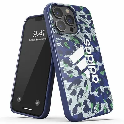 Imagen del producto de Funda Adidas o Snap Case con estampado de leopardo para iPhone 13/13 Pro, color azul, modelo 47260