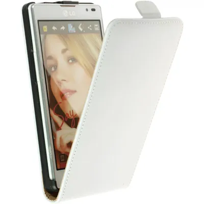 Produktbild von PhoneNatic Kunst-Lederhülle kompatibel mit LG Optimus L9 - Flip-Case weiß + 2 Schutzfolien