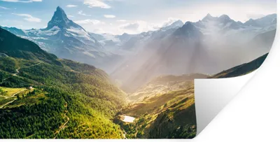 Produktbild von MuchoWow® Wandtattoo Wandsticker Wandaufkleber Berge - Pflanzen - Landschaft 160x80 cm Selbstklebend und Repositionierbar - Sticker - Dekorfolie