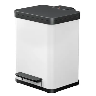 Produktbild von Hailo Öko duo Plus M Tret-Mülltrenner - freistehender 2 x 9 Liter Doppelmülleimer aus Stahlblech - Mülltrennsystem mit soft close Deckel - 2-fach Abfalltrenner für die Küche - Weiß