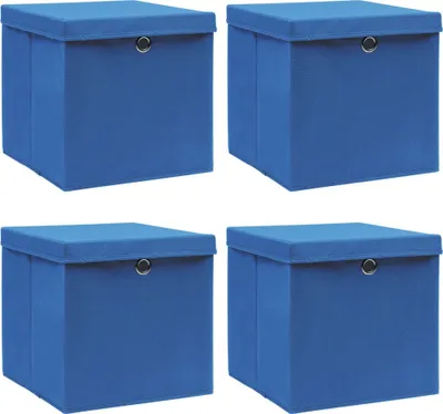Obrázek produktu pro Úložné boxy s víky 4 ks modré 32 x 32 x 32 cm textil