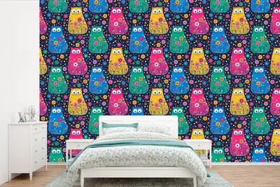 Obrázek produktu pro MuchoWow® Fototapety do obývacího pokoje nebo ložnice tapety vinylové motivy tapety Kočka - duha - květiny 450x300cm