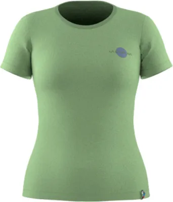 Grünes T-Shirt für Damen von La Sportiva; Modell "Stone"; mit rundem Ausschnitt und Logo.