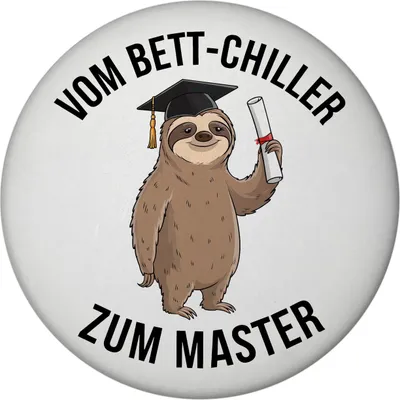 Produktbild von Cartoon-Faultier mit Doktorhut Magnet - Vom Bett-Chiller zum Master