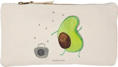 Produktbild von Mr. & Mrs. Panda Federtasche Avocado Tanzen Größe S Klein - Weiß - Geschenk, Stifteetui, Gesund, Singen, Kulturbeutel, Pouch, Musik, Fröhlich, Schminktasche, Party