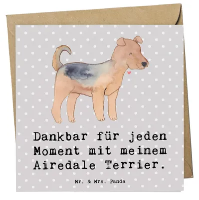 Produktbild von Mr. & Mrs. Panda Grußkarte Airedale Terrier Moment - Grau Pastell - Geschenk, faltkarte, anlasskarte, Glückwunschkarte, doppelkarte, Klappkarte