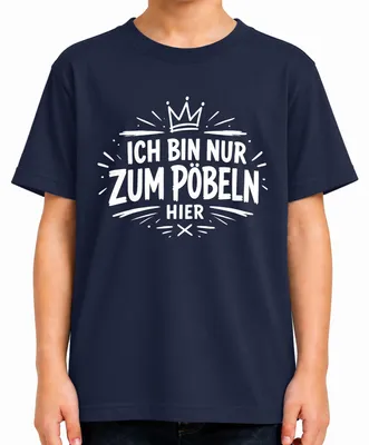 Immagine prodotto di Maglietta per bambini, taglia 152, colore blu navy, con scritta: "Sono qui solo per fare il buffone. Divertente. Frase spiritosa. Ironia."