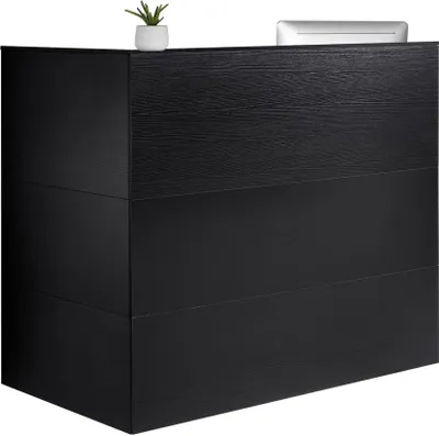 Zdjęcie produktu dla Lada recepcyjna 140cm - Lada recepcyjna czarna - Lada recepcyjna - Lada recepcyjna do biura i lobby hotelowego