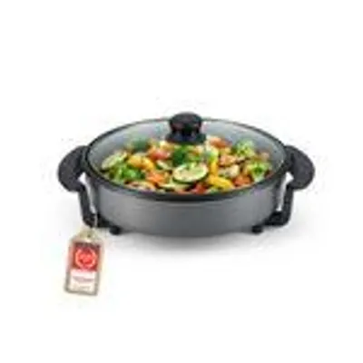 Produktbild von TZS First Austria - Elektrische Multipfanne 1,8L - 30 cm - 1500W Party-Pfanne mit Glasdeckel, Antihaftbeschichtung & stufenlosem Thermostat bis 240°C