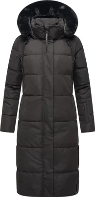 Produktbild von Navahoo Damen Winter Steppjacke Stepp Jacke lang warm Mantel gesteppt Parker Kapuze mit Recyceltes Obermaterial Blitzliebe Schwarz Gr: 40 - L