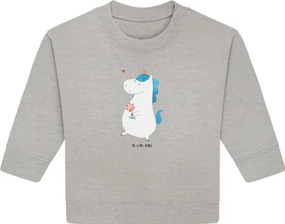Produktbild von Mr. & Mrs. Panda Organic Baby Pullover Einhorn Spaziergang 12. - 18. Monat - Heather Grey - Geschenk, Freundin, Blumen, Unicorn, Mutter, Bullover, Einhörner
