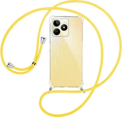 Produktbild von Handykette Backcover-Schutzhülle mit Band (Metall silberfarben) für Realme C53 (RMX3760, 6.74'') - gelb