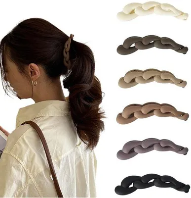 Productafbeelding van 6 haarspelden voor paardenstaarten - antislip - geschikt voor zowel dik als dun haar - voor dames en meisjes - 10,5 x 2,2 cm