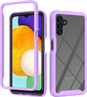 Produktbild von Galaxy A13 5G Hülle, Hybrid Transparente Rückseite Robust TPU Bumper Rutschfest Stoßfest Ganzkörper Schutzhülle für Samsung Galaxy A13 5G Lila