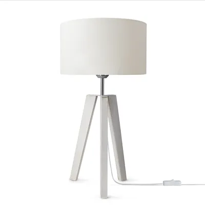 Produktbild von Tischleuchte Dreibein Nachttischlampe Stehlampe E27 Stoff Lampenschirm Uni