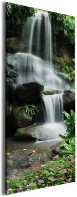 Produktbild von Wallario Premium Leinwandbild Sturzbach im Grünen in Größe 30 x 75 cm