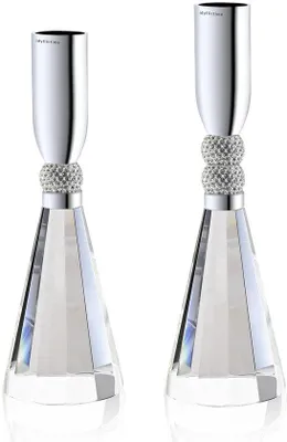 Produktbild von Kristall Kerzenständer mit schwerer Basis für Tischdeko Silber