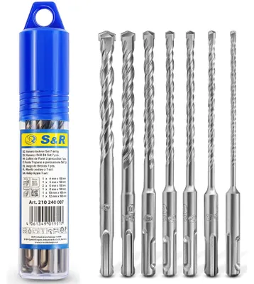 Productafbeelding van S&R Boorhamerbits, steenboor/betonboor SDS-Plus, set van 7 stuks (4-12 mm) voor