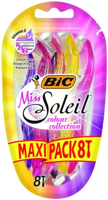 Image de Rasoir pour femmes BIC Miss Soleil, collection de couleurs – Pack maxi de 8 pièces