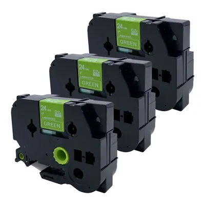 Produktbild von DULA Etikettenband - Kompatibel mit Brother P-Touch Tze-755 - 3 Stück - Weiß auf grün - 24mm x 8m