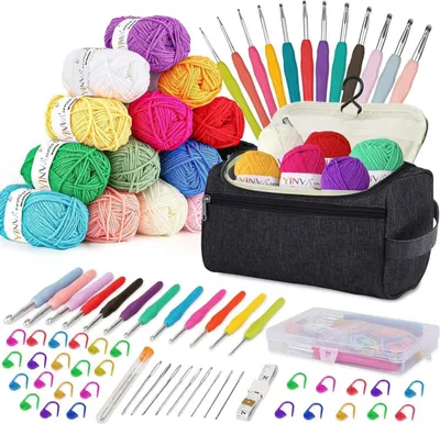Immagine prodotto di YINVA Set di ganci per uncinetto 90 pezzi Aghi ergonomici per uncinetto Accessori per maglia all'uncinetto