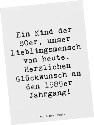 Produktbild von Mr. & Mrs. Panda Postkarte Spruch 1989 Geburtstag - Weiß - Geschenk, Geburtstagsgeschenk, Jahrgang, Geburtsjahr, Grußkarte, Alter, Ansichtskarten, Herzlichen Glückwunsch