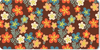 Produktbild von MuchoWow® Mauspad Mousepad Retro - Muster - Blumen - 1970er Jahre 60x30 cm - Mousepads - Maus Mat - Pad - Mausunterlage - Nachhaltig