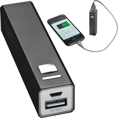 Produktbild von Powerbank aus Aluminium 2.200 mAh / Farbe: schwarz