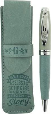 Produktbild von History & Heraldry Bamboo Persönlicher und individueller Kuli Kugelschreiber Stift mit Namen und Spruch Personalisiertes Etui Monogramm-Design persönliches Geschenk (Kuli G)