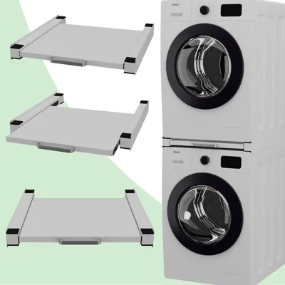 Produktbild von Waschmaschinen Verbindungsrahmen Wäschetrockner Trockner Stapelrahmen Stauraum Schublade Auszug Abstellmöglichkeit Platte