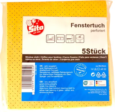 Produktbild von Sito Fenstertuch perforiert 5 Stck. gelb Reinigungstuch Glas Spiegel