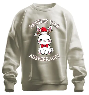 Immagine prodotto di Renna - Esaurito - Regalo di Natale - Coniglietto carino - Divertente - Felpa unisex, Colore naturale, Taglia M