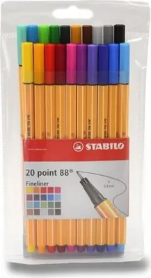 Zdjęcie produktu dla Fineliner - STABILO point 88 - opakowanie 20 sztuk - 20 różnych kolorów