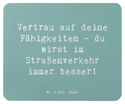 Produktbild von Mr. & Mrs. Panda Mauspad Spruch Erste Erfahrungen im Straßenverkehr machen - Meeresbrise - Geschenk, computer, Geschenkideen, Vertrauem, Mouse Pad, mousematte, Zuversicht