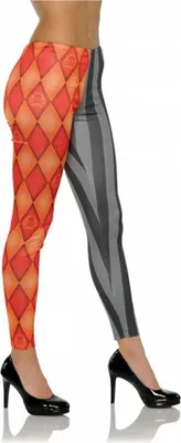 Produktbild von Harlekin Halloween Kostüm Leggings rot-schwarz Damen Größe: S/M