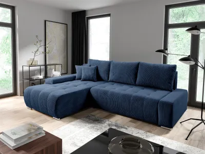 Produktbild von Ecksofa Sofa mit Schlaffunktion VOGAR Stoff Poso Blau Ottomane Links