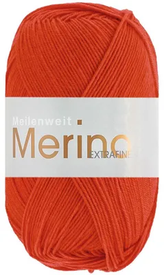 Produktbild von Lana Grossa MEILENWEIT 100 g MERINO EXTRAFINE weiche 4-fach Merino-Sockenwolle 420 m Farbe 2463 - Kürbisrot